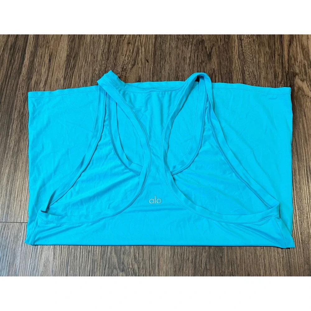 Alo Yoga Womens Racerback Tank Top Turquoise Blue Size Medium Activewear Yoga
